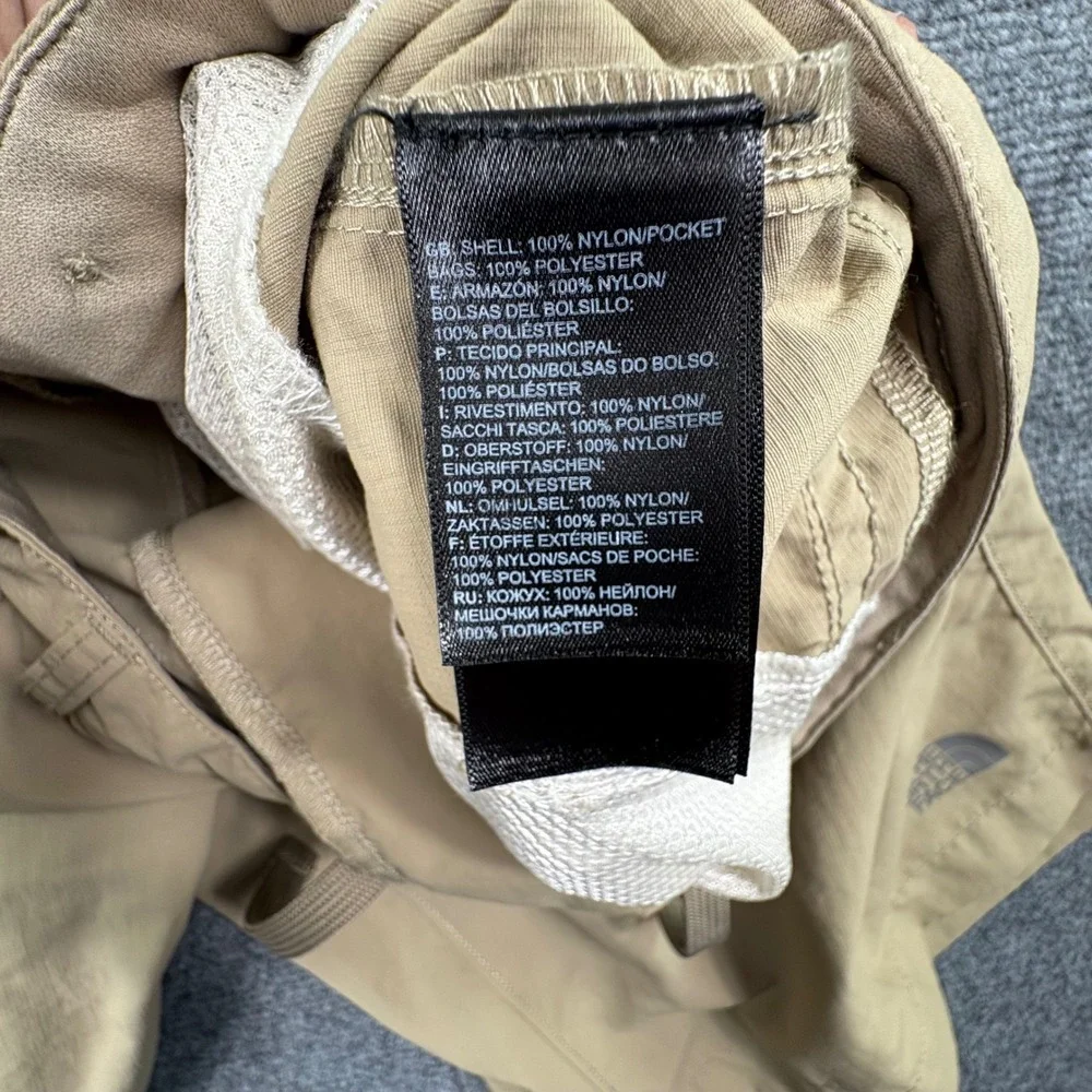 The North Face Mens Tan Khaki Nylon Hiking Shorts Size 38 Drawstring Trekking